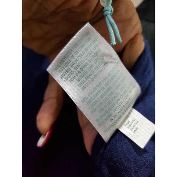 Kona Sol Women's Solid Blue Polyester V-Neck Short Sleeve Blouse Size X-Large - Picture 11 of 12